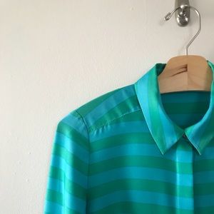 Ann Taylor Striped Hidden Placket Blouse